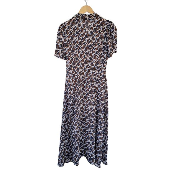 THEORY Jasper Silk Midi Shirt Dress Size 2 A-line Business Casual Short Sleeve - Picture 7 of 13